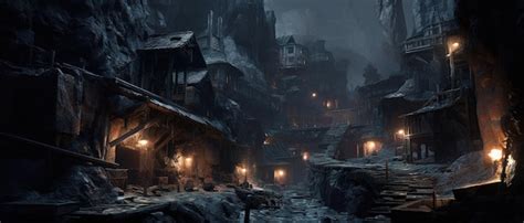 Premium AI Image | a village in the snow by the mountain