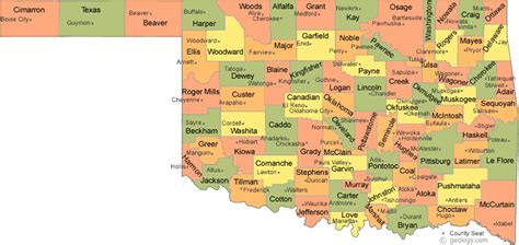 Counties Of Oklahoma Map With Cities - Amargo Marquita