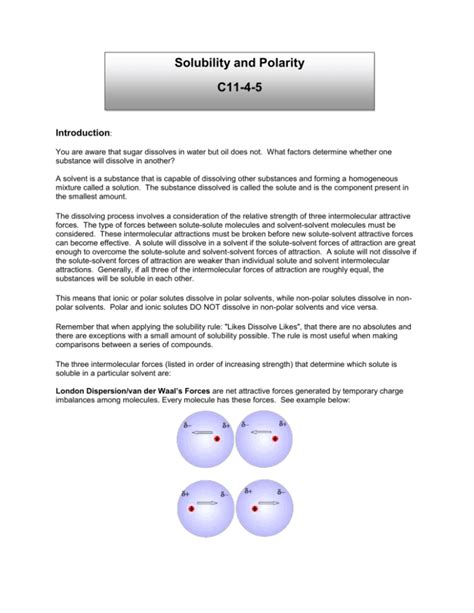 Solubility and Polarity C11-4-5