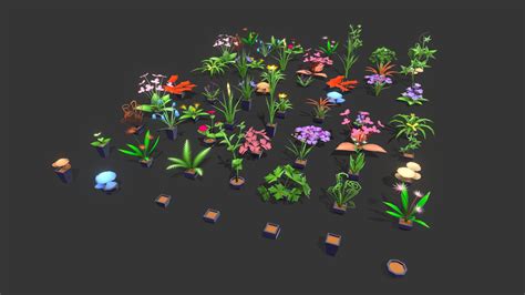 Stylize Low Poly Plants and Flowers Pack - Buy Royalty Free 3D model by ...