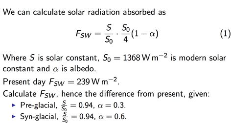 Solved We can calculate solar radiation absorbed as S So (1 | Chegg.com