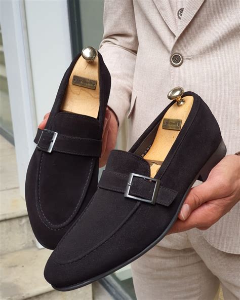 Buy Black Suede Buckle Loafers by GentWith.com with Free Shipping