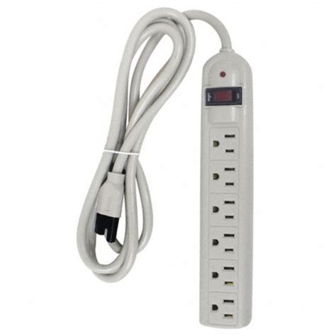 POWER FIRST Surge Protector Outlet Strip, 6 Total Number of Outlets ...