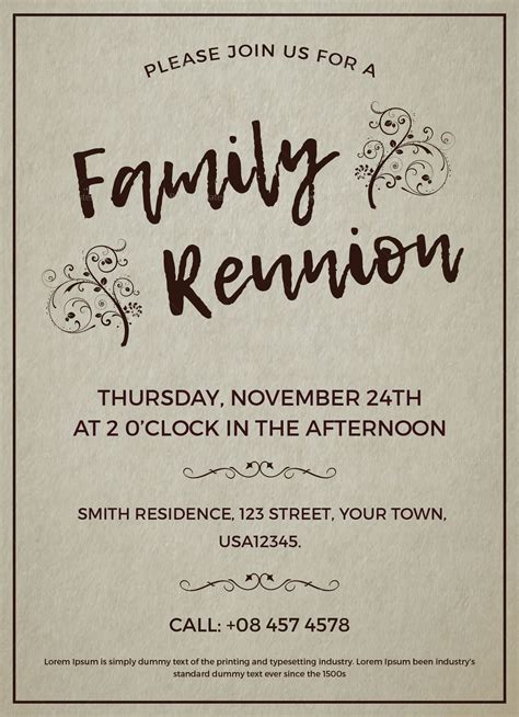 Family Reunion Flyer Template - Printable Word Searches