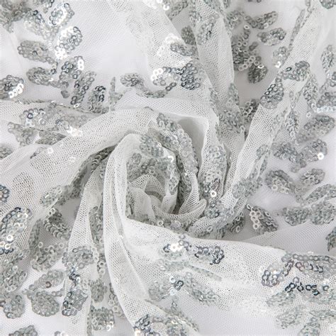 Sequin Vine Tablecloth Overlay 120" Round - Silver– CV Linens