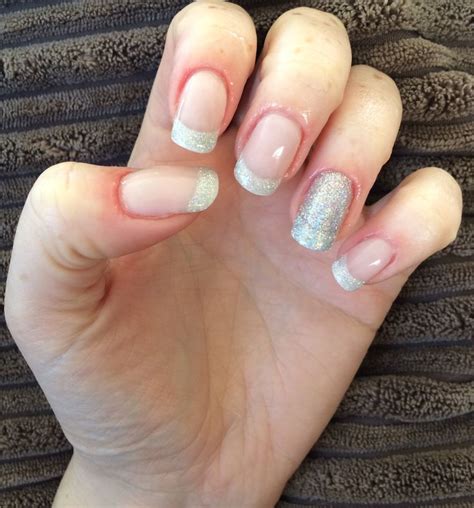 French Gel Extensions with Shellac Silver Chrome & Ice Vapor tips ...