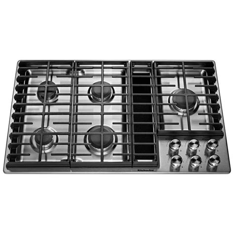 KitchenAid 36-in 5-Burner Stainless Steel Gas Cooktop with Downdraft ...