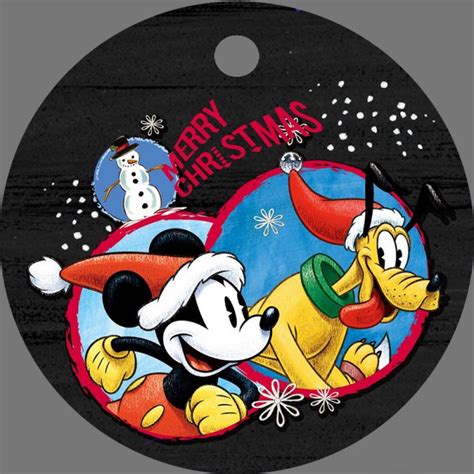 MICKEY MOUSE AND PLUTO WOODEN CHRISTMAS TREE DECORATION