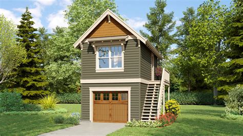 1 Car Studio Apartment Garage Craftsman Style House Plan 6592 - 6592