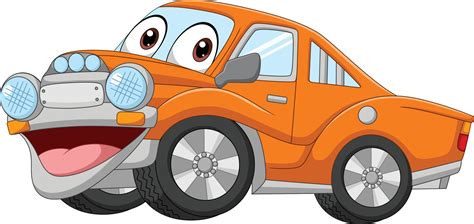 Cartoon funny orange car mascot character 5332365 Vector Art at Vecteezy