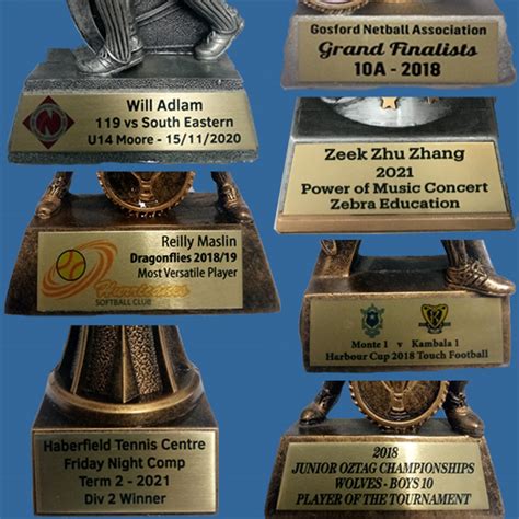 Printed Plates on Resin Trophies • Sydney Awards & Trophies