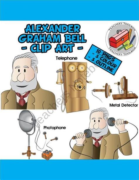 Alexander Graham Bell and his inventions Clip Art - 10 PNGS product ...