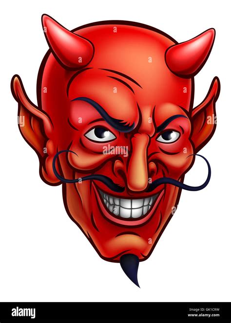 Cartoon red devil satan or Lucifer demon face with horns and a goatee ...