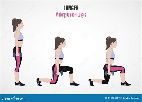 Lunges Exercise For Legs. Cartoon Vector | CartoonDealer.com #86008403