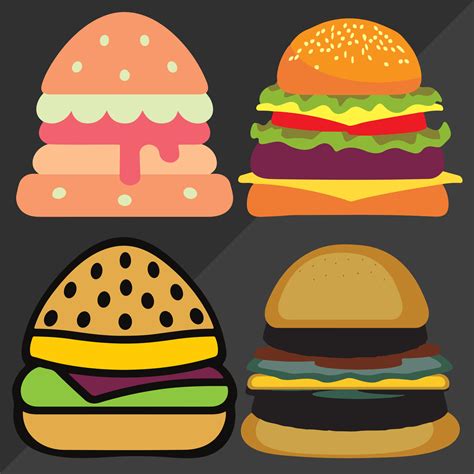 Set of hamburger and fries 17672492 Vector Art at Vecteezy