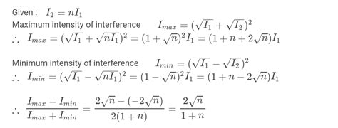 Two coherent sources of intensity ratio alpha interfere. In ...