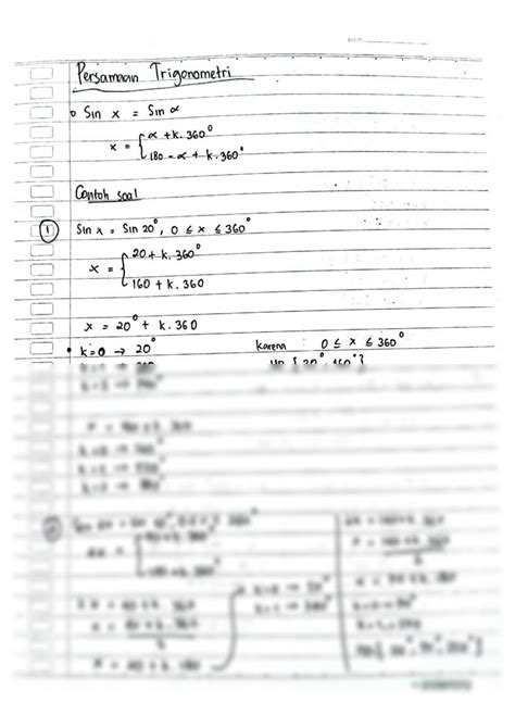 SOLUTION: Catatan persamaan trigonometri - Studypool