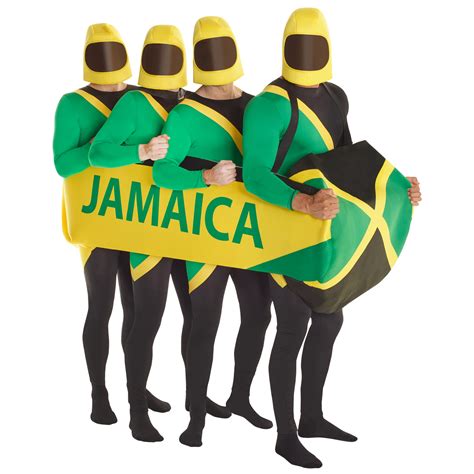 Jamaican Bobsled Team Fancy Dress Costume 90s Bobsleigh Morphsuit Sled ...