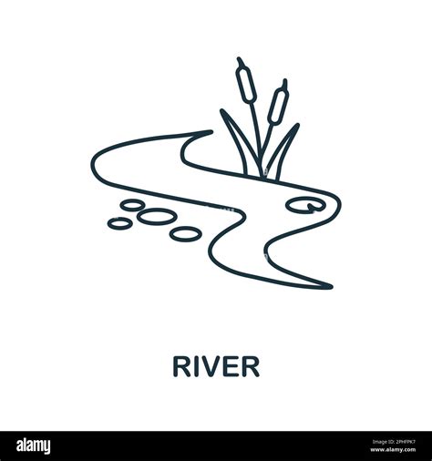 River line icon. Monochrome simple River outline icon for templates ...