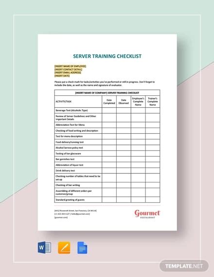 Training Checklist Template - 22+ Word, Excel, PDF Documents Download