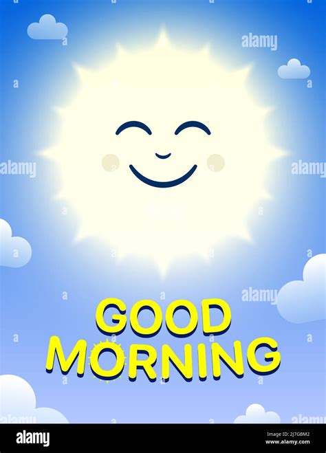 Good Morning cheerful vector design with a happy sun cartoon character ...