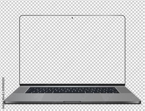 Realistic laptop with transparent screen. Laptop mockup, vector graphic ...