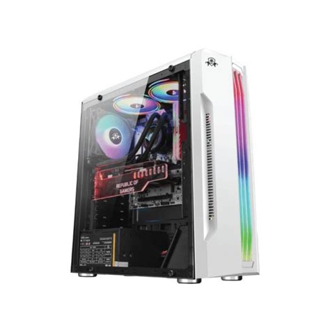 HUNTING WHITE GAMING PC CASE MID TOWER WITH FRONT RGB STRIP