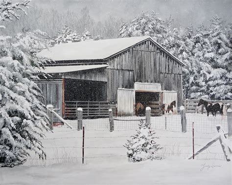 Winter barn paintings - vivalery