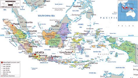 Large political and administrative map of Indonesia with roads, cities ...