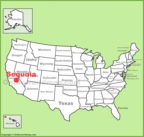 Sequoia National Park location on the U.S. Map - Ontheworldmap.com