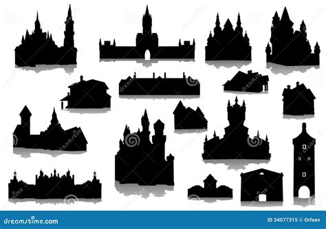 Set of Buildings Silhouettes Stock Vector - Illustration of cartoon ...