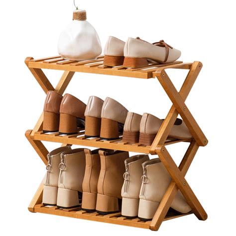 3/4/5/6 Tier Bamboo Shoe Storage Rack, Sturdy Shoe Shelf Shoe Rack ...