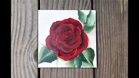 Easy Acrylic Paint a Red rose - Painting a Day #2 - YouTube