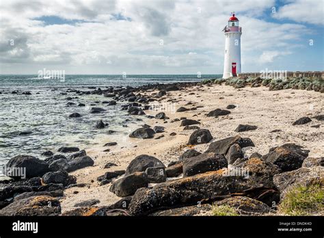 Griffiths Island lighthouse, Port Fairy, Victoria, Australia Stock ...