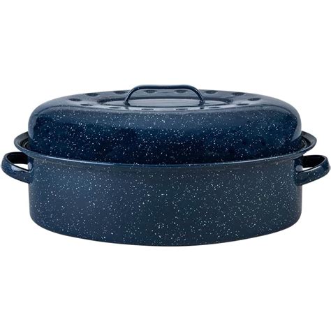 SEYATPOOL Large Covered Oval Roasting Pan, 18, Speckled Blue - Walmart.com