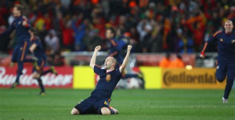 2010 FIFA World Cup Iniesta Celebrates Winning Goal