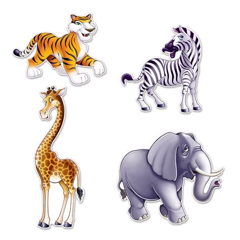 Jungle Animal Cardboard Cutouts 4pk | Party Savers