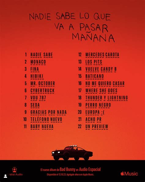 El tracklist del nuevo álbum de Bad Bunny "Nadie sabe lo que va a pasar ...