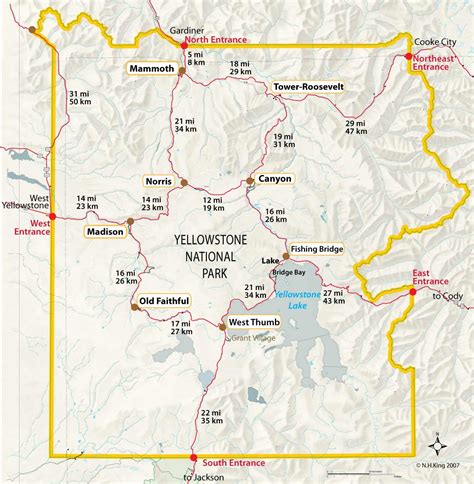 Map Showing Yellowstone National Park - London Top Attractions Map