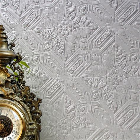 Anaglypta Wallpaper with Flower and Leaf Trellis Design - Style VE648