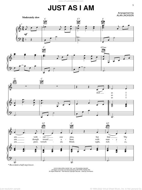 Jackson - Just As I Am sheet music for voice, piano or guitar