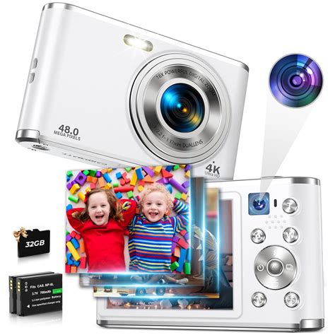 ACTITOP 4K Digital Camera, 48MP, 16X Zoom, Dual Cameras, 32GB Card ...