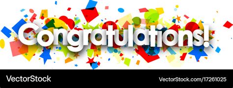 Congratulations banner with colorful confetti Vector Image