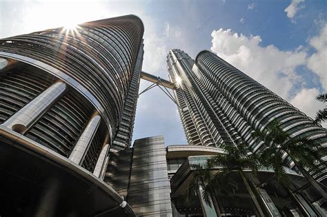 Petronas Twin Towers Captured In A Panoramic View In Kuala Lumpur On ...