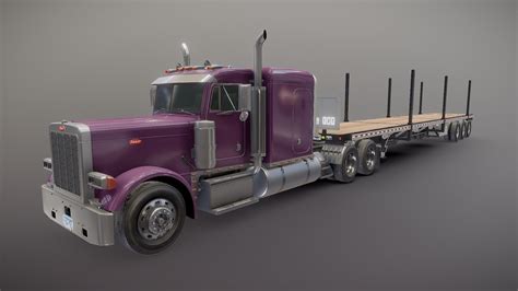 3D Peterbilt 379 flatbed trailer model - TurboSquid 2009077