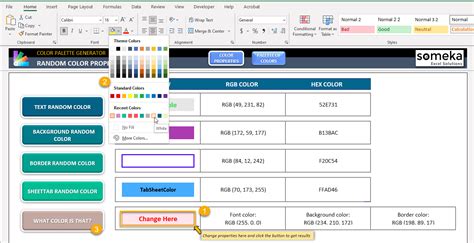 Excel Color Palette Generator | Random Color Theme Spreadsheet