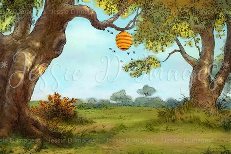 Winnie the Pooh Honey Tree Digital Background - Etsy