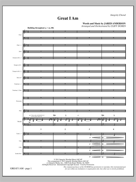 Great I Am - Full Score Sheet Music | Cliff Duren | Choir Instrumental Pak