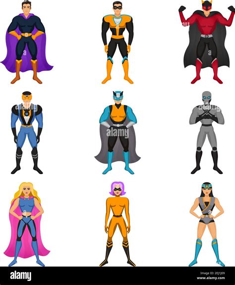 Cartoon male and female characters dressed in superhero costume with ...