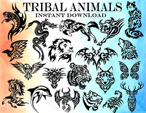 Tribal Animal Bundle Svg, 20 Images, Tribal Svg, Animal SVG, Animal ...